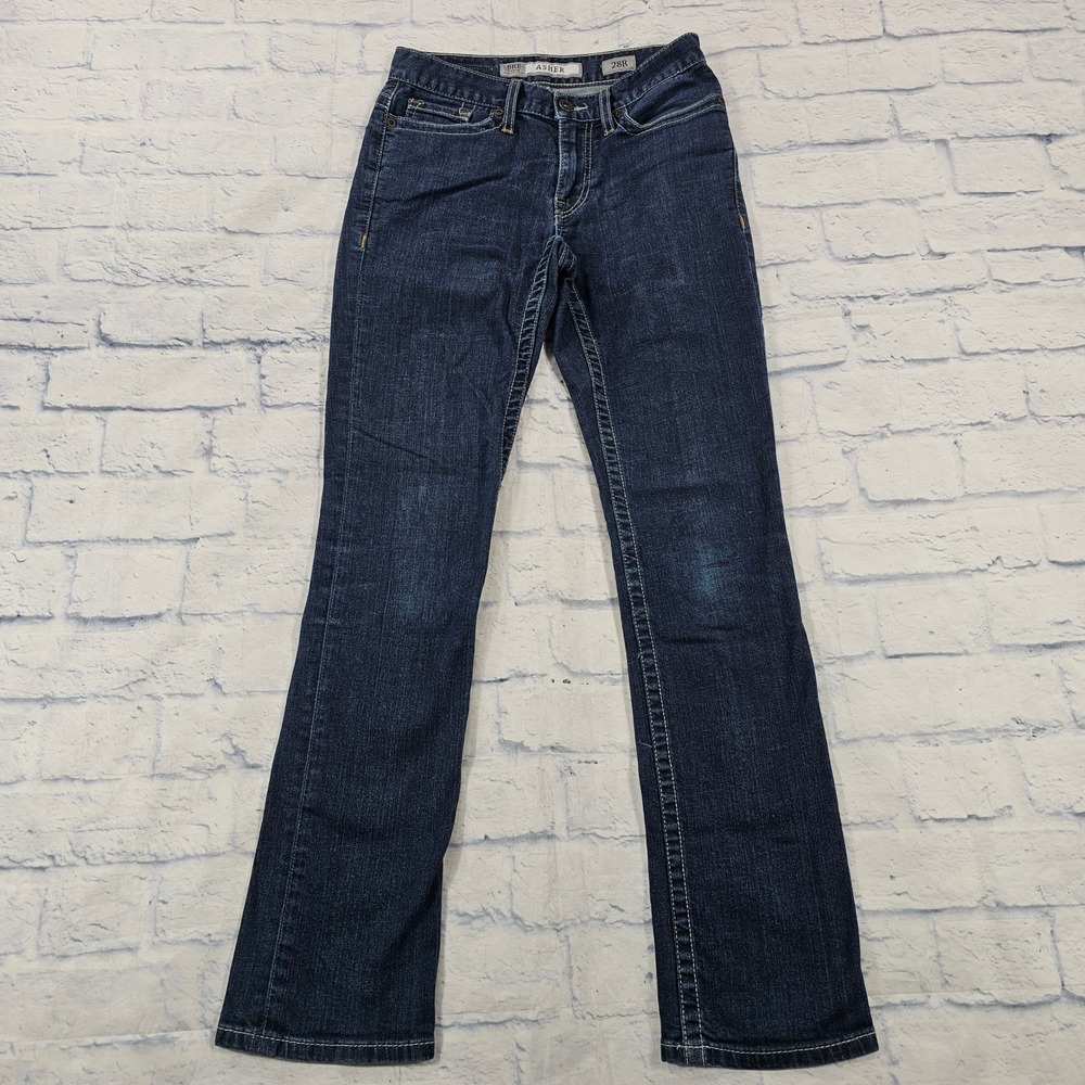 BKE Asher Jeans MENS 28R Dark Wash Slim Straight Contrast Stitch Y2K